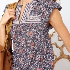 Ulla Johnson Mini Cap Sleeve Dress Floral Print Silk Size 8